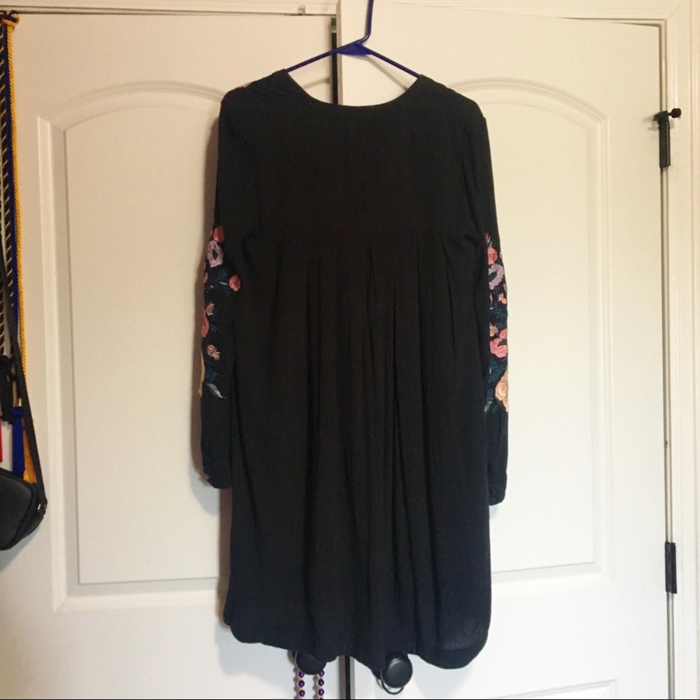 Floral embroidered black flowy dress